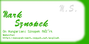 mark sznopek business card